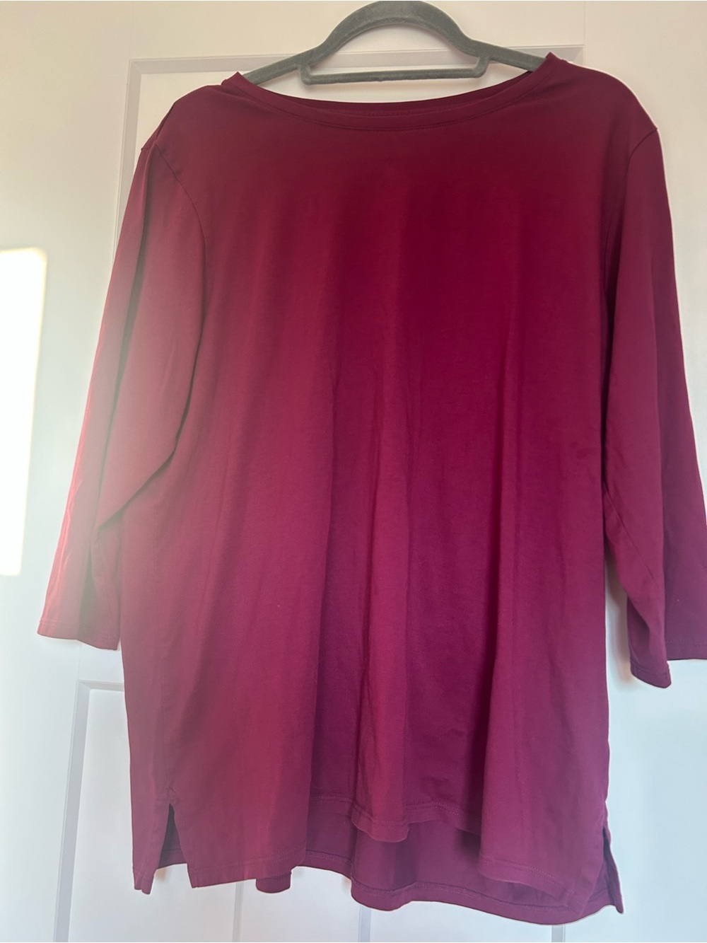 Lands’ End Maroon 3/4 Sleeve Top